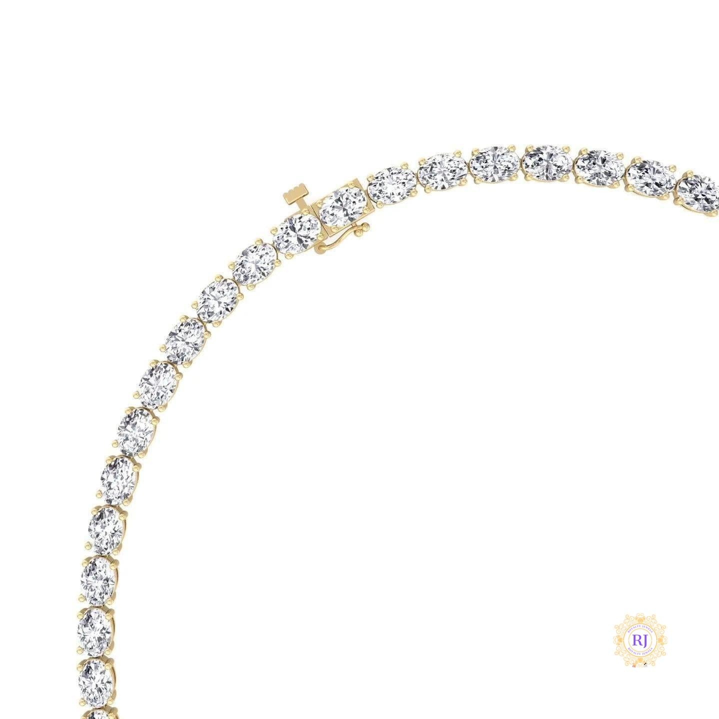 East-West Oval Diamond Tennis Necklace