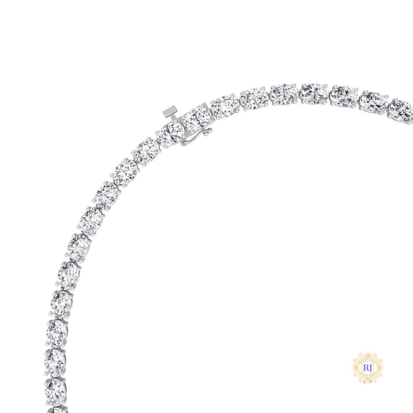 East-West Oval Diamond Tennis Necklace
