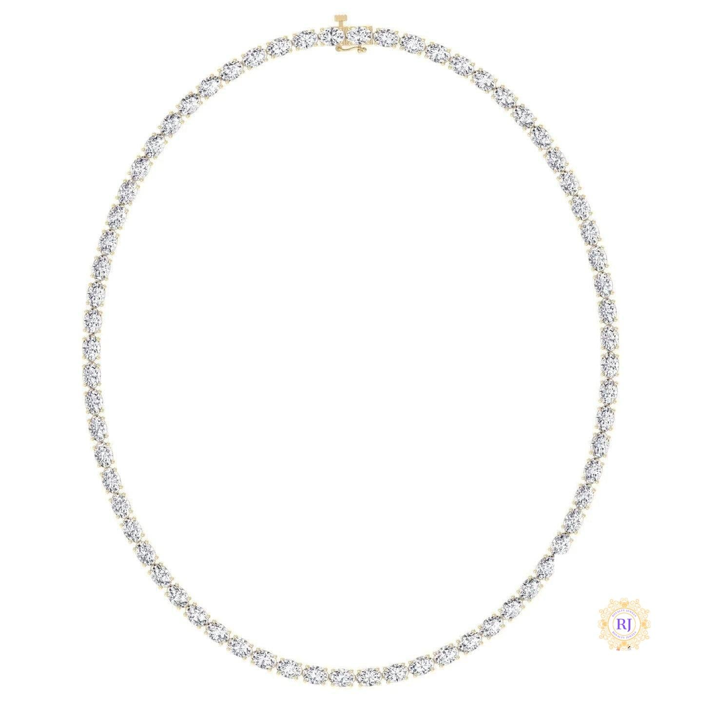 East-West Oval Diamond Tennis Necklace