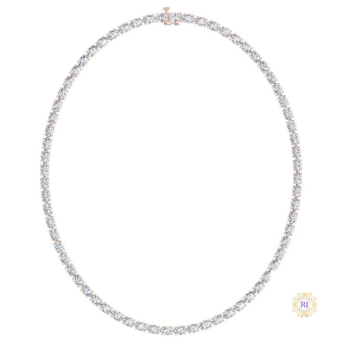 East-West Oval Diamond Tennis Necklace