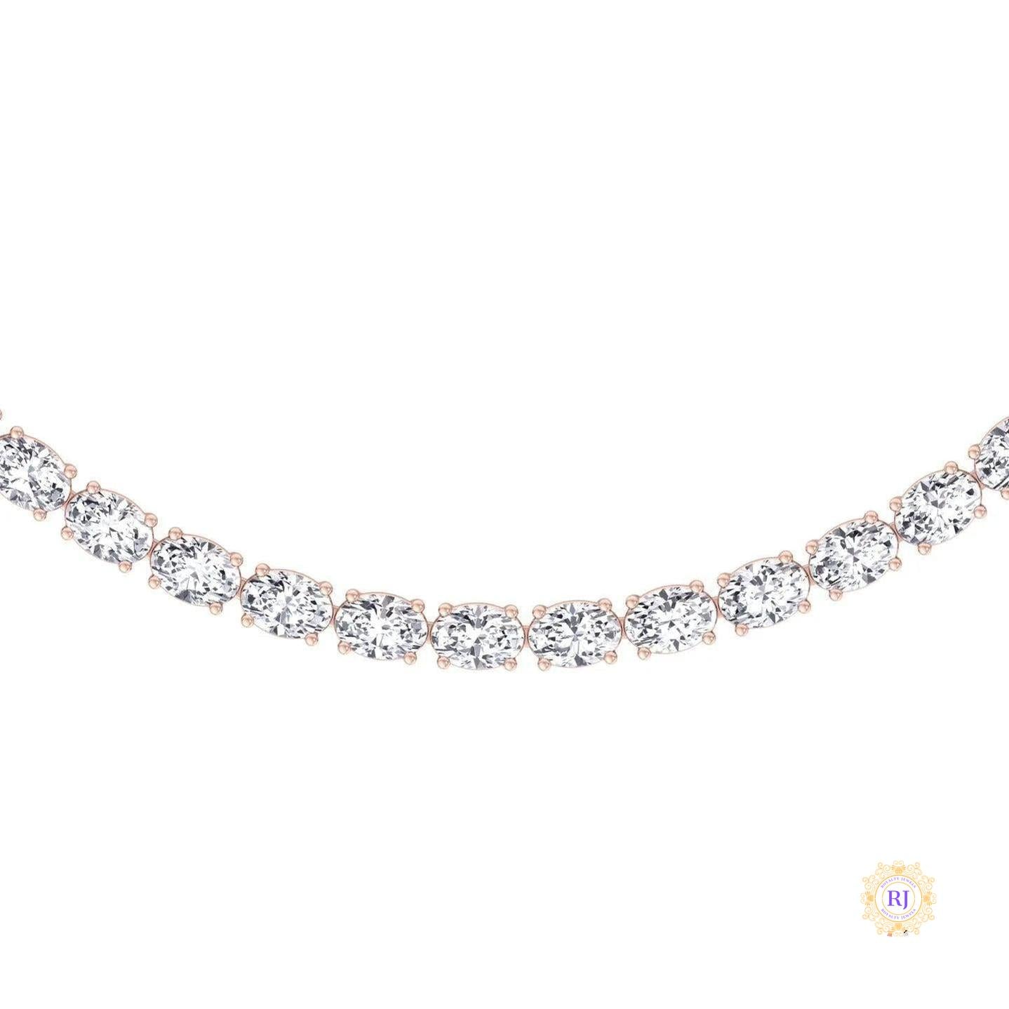 East-West Oval Diamond Tennis Necklace