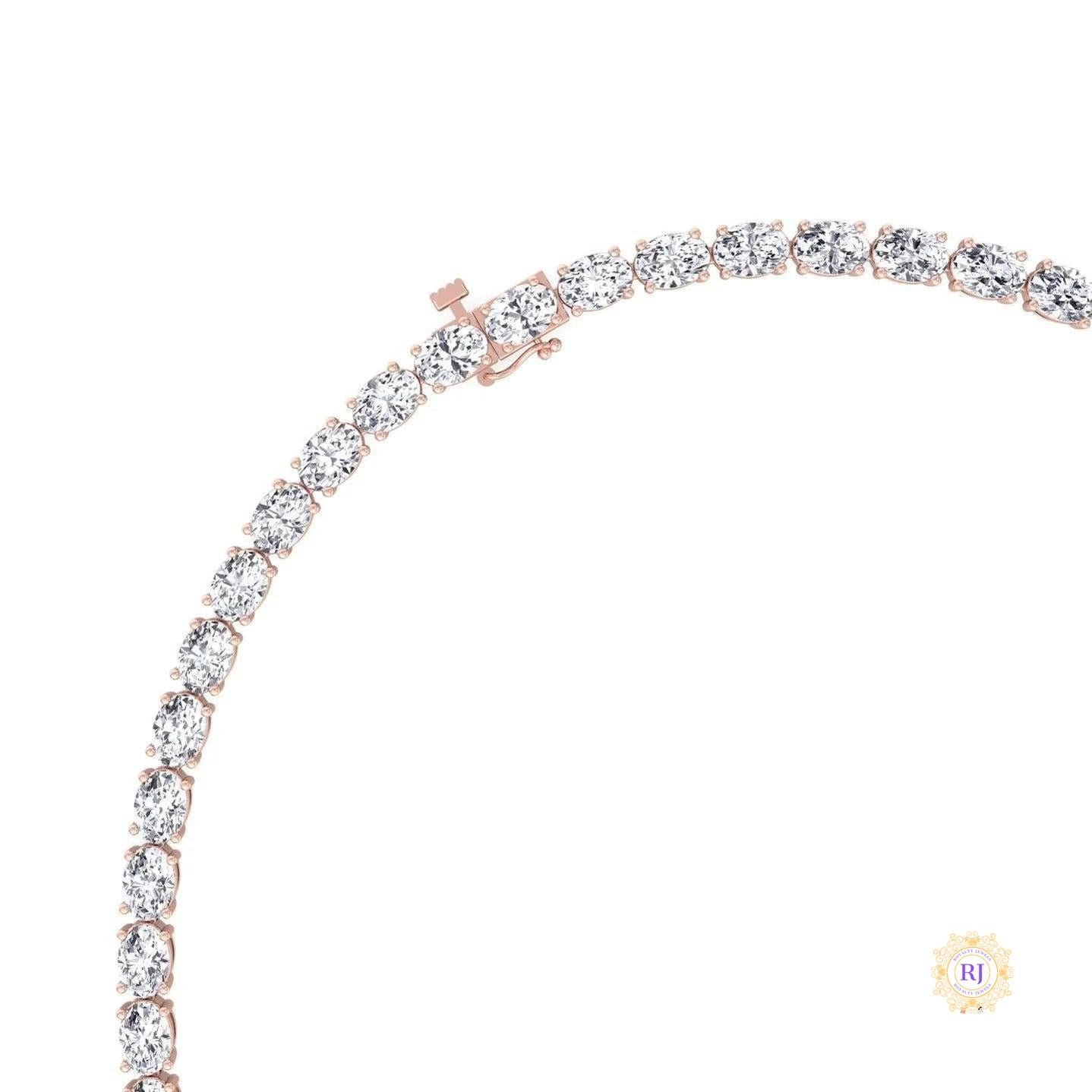 East-West Oval Diamond Tennis Necklace