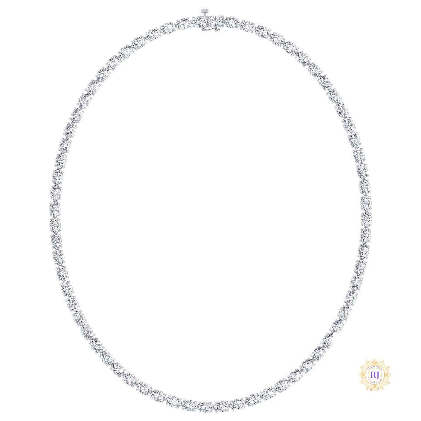 East-West Oval Diamond Tennis Necklace