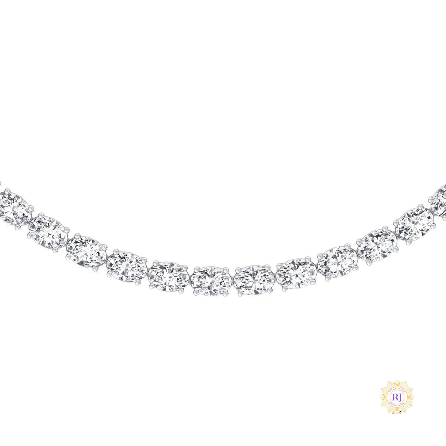 East-West Oval Diamond Tennis Necklace