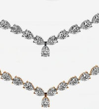 East West Pear-Cut Drop Diamond Tennis Necklace