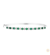 Emerald & Diamond Prong Set Bangle Bracelet