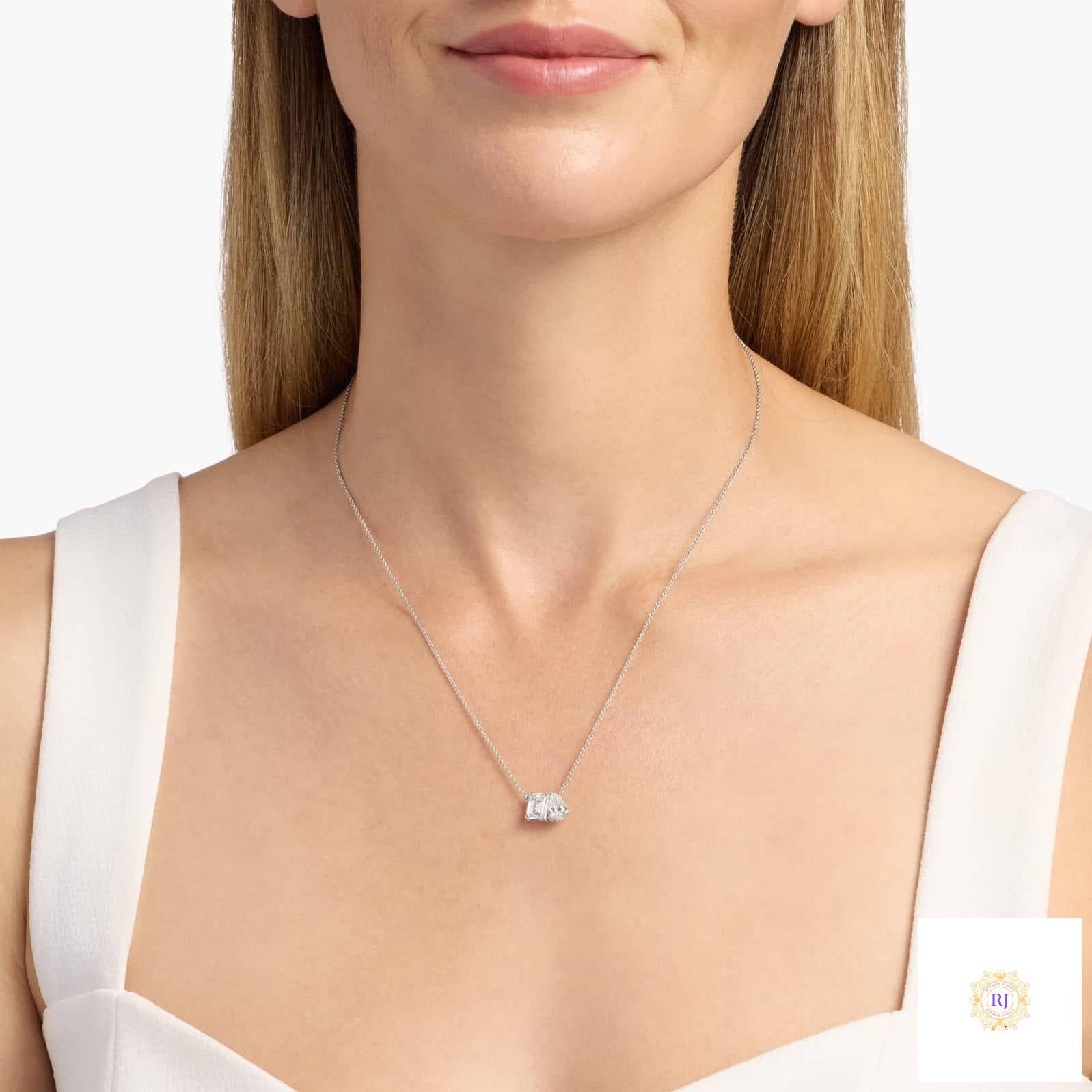 Emerald & Pear Lab Diamond Pendant