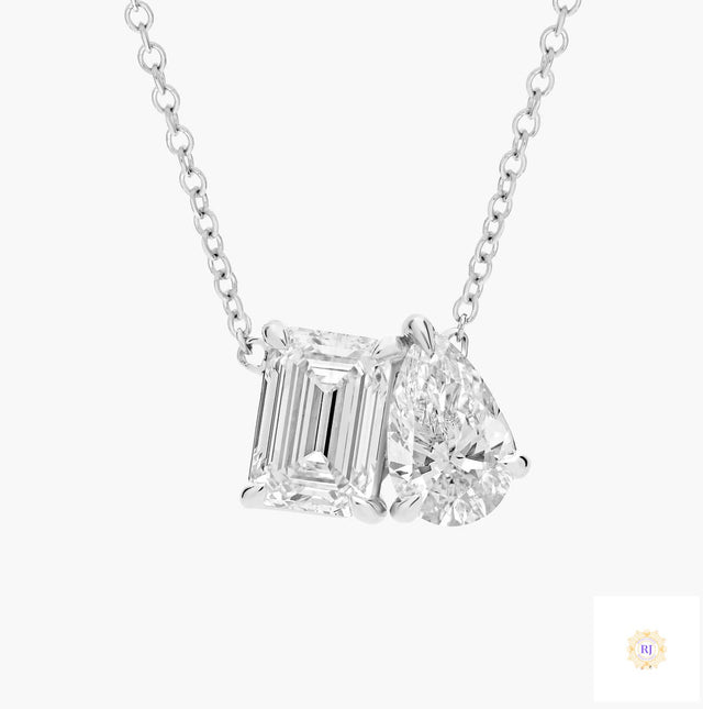 Emerald & Pear Lab Diamond Pendant