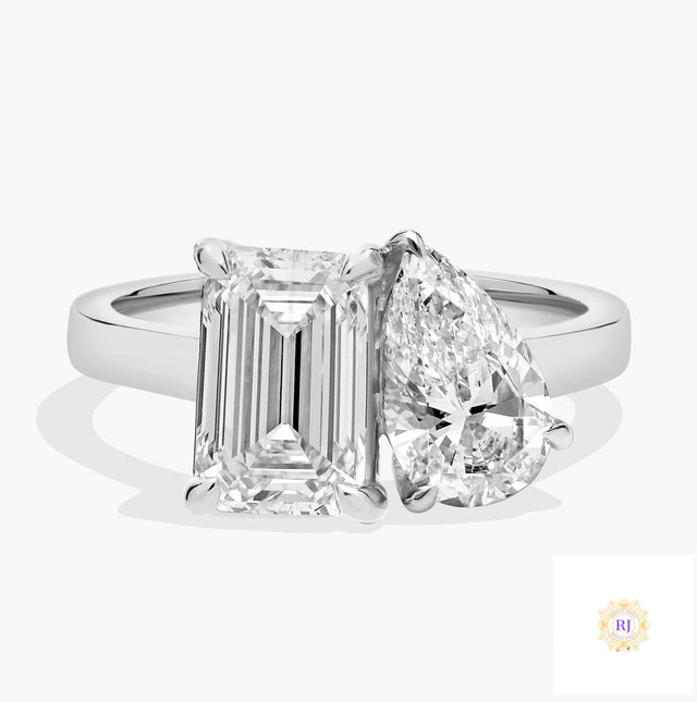 Emerald & Pear Lab Diamond Ring