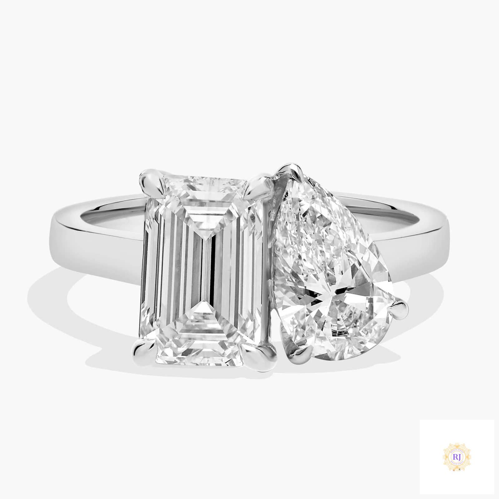 Emerald & Pear Lab Diamond Ring