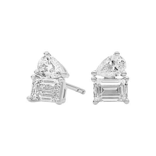 Emerald & Pear Lab Diamond Stud Earrings