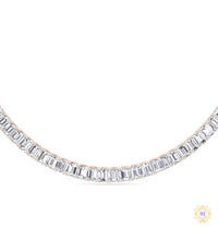 North South Emerald-Cut Lab Diamond Tennis Necklace