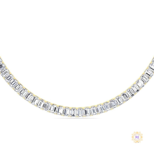 North South Emerald-Cut Lab Diamond Tennis Necklace