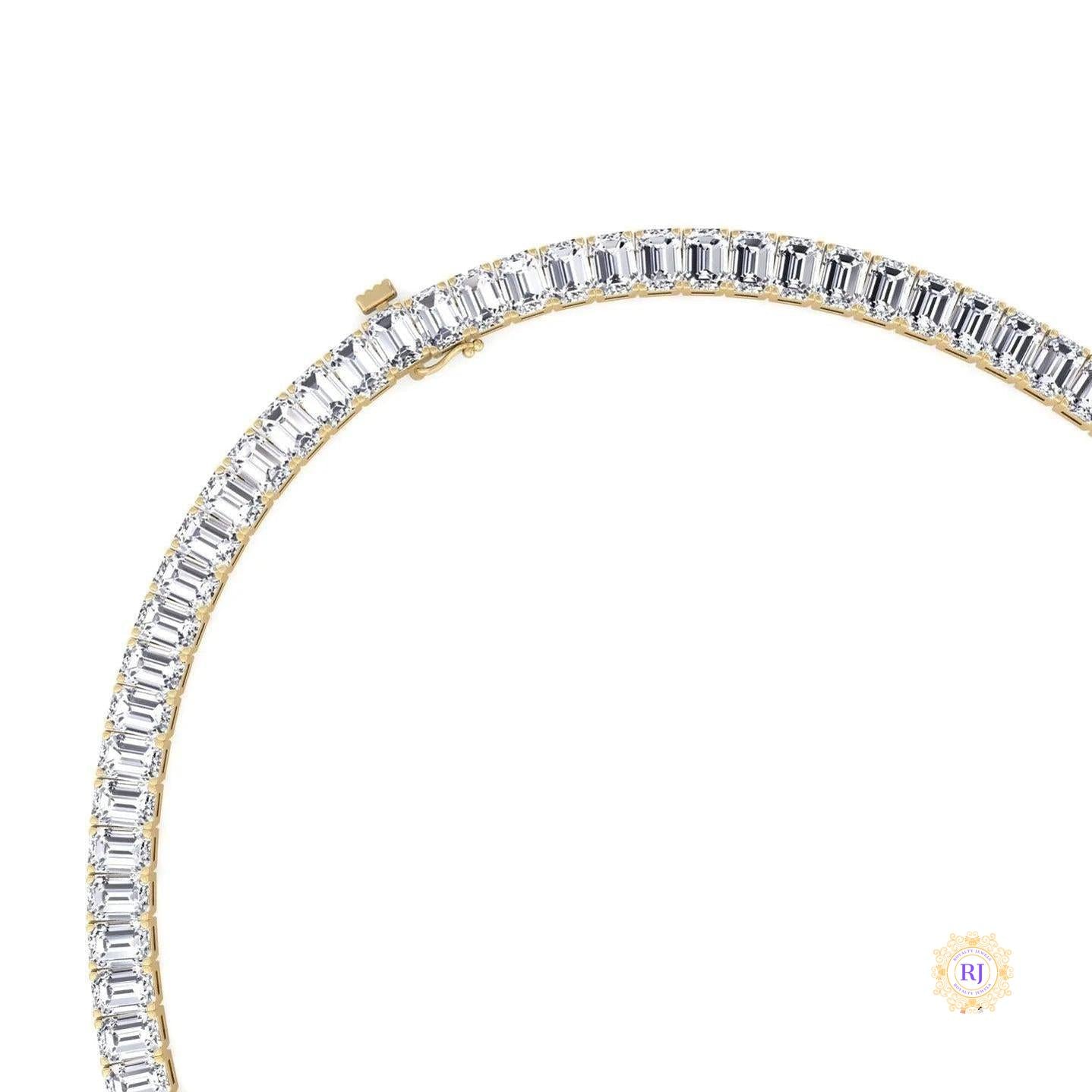 North South Emerald-Cut Lab Diamond Tennis Necklace