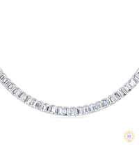 North South Emerald-Cut Lab Diamond Tennis Necklace