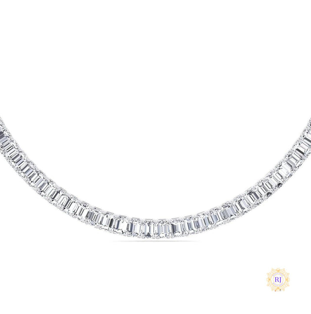 North South Emerald-Cut Lab Diamond Tennis Necklace