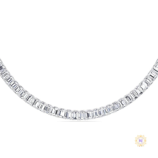 North South Emerald-Cut Lab Diamond Tennis Necklace