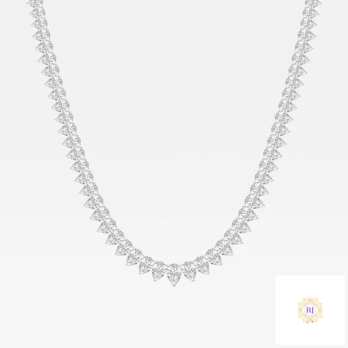 North South Pear-Cut Diamond Tennis Necklace