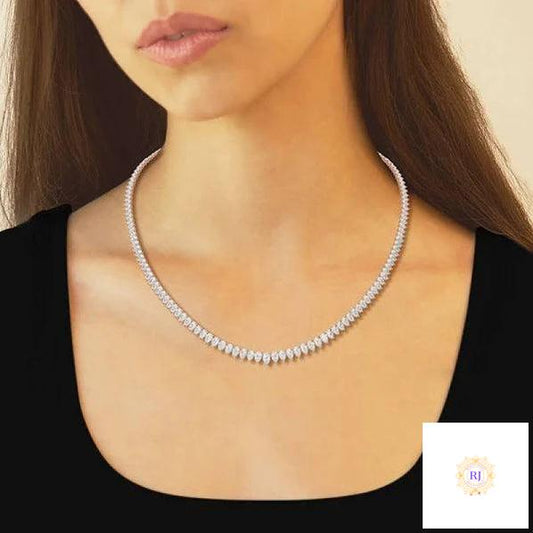 North South Pear-Cut Diamond Tennis Necklace