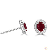 Oval Ruby Halo Earrings