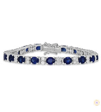 Oval Sapphire & Diamond Tennis Bracelet
