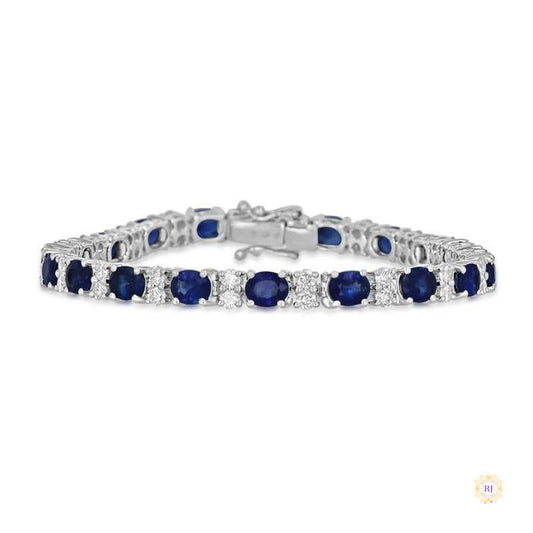 Oval Sapphire & Diamond Tennis Bracelet