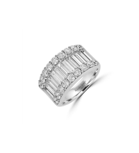 14K Gold Ring with Baguette and Round Lab-Grown Diamonds