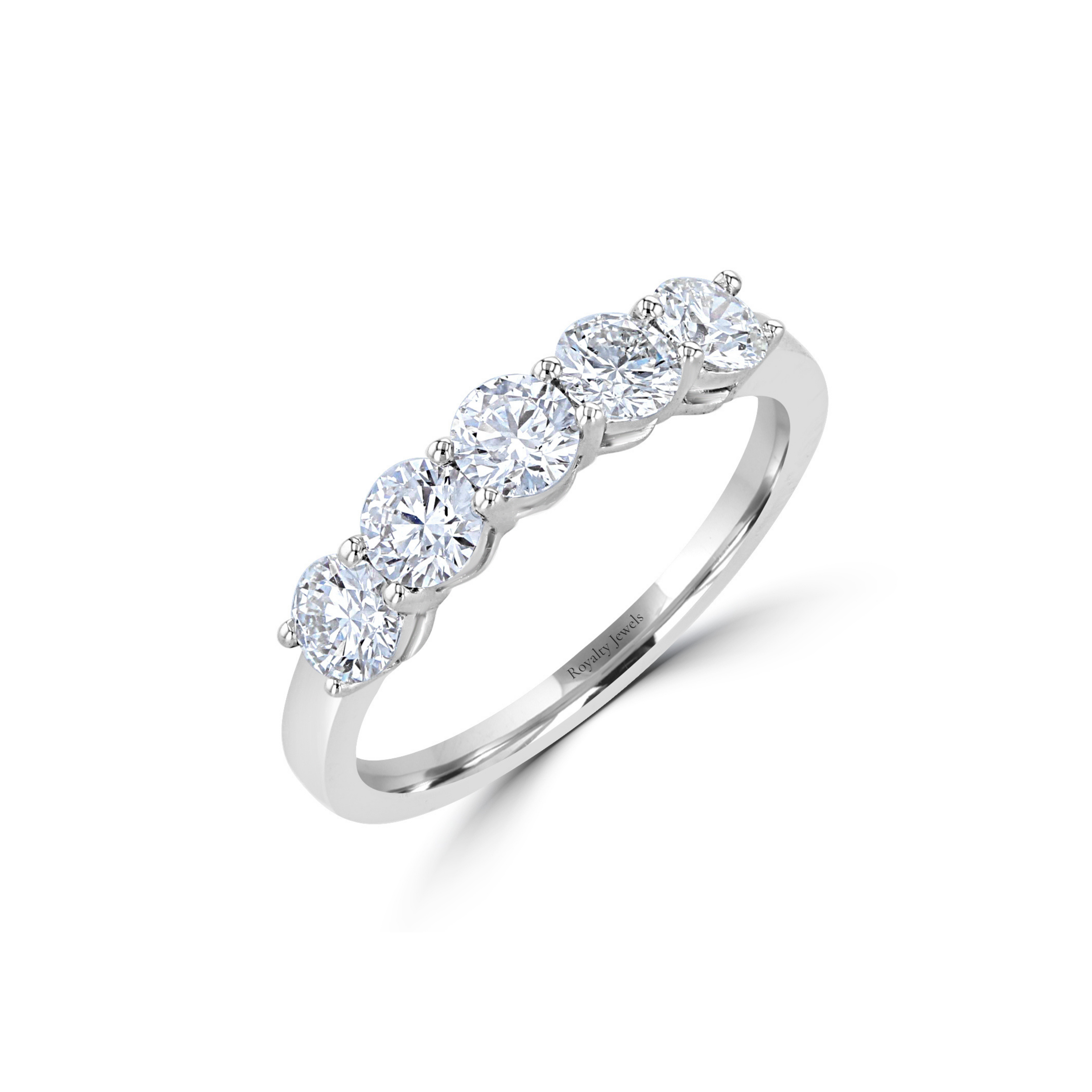 14K White Gold 5-Stone Lab-Grown Diamond Anniversary Band Ring