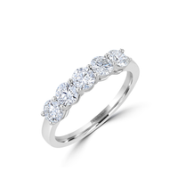14K White Gold 5-Stone Lab-Grown Diamond Anniversary Band Ring