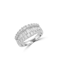 14K White Gold Ring with Baguette and Round Lab-Grown Diamonds