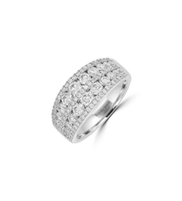 14K White Gold Multi-Row Pavé Diamond Ring with Round Lab Diamonds

