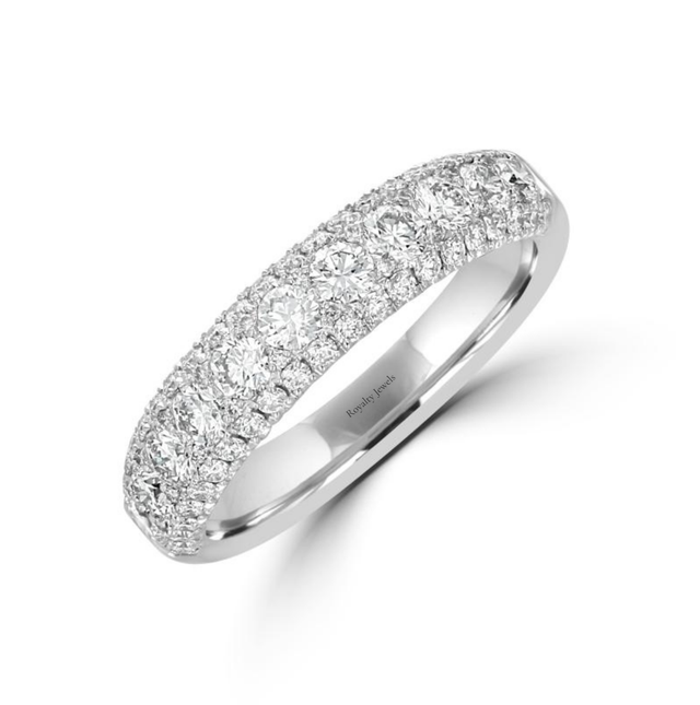 14K White Gold Pavé-Set Lab-Grown Diamond Band Ring

