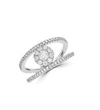 14K White Gold Bypass Halo Ring with Lab-Grown Diamonds


