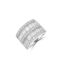 14K Gold Ring with Multi-Row Baguette and Round Lab-Grown Diamonds

