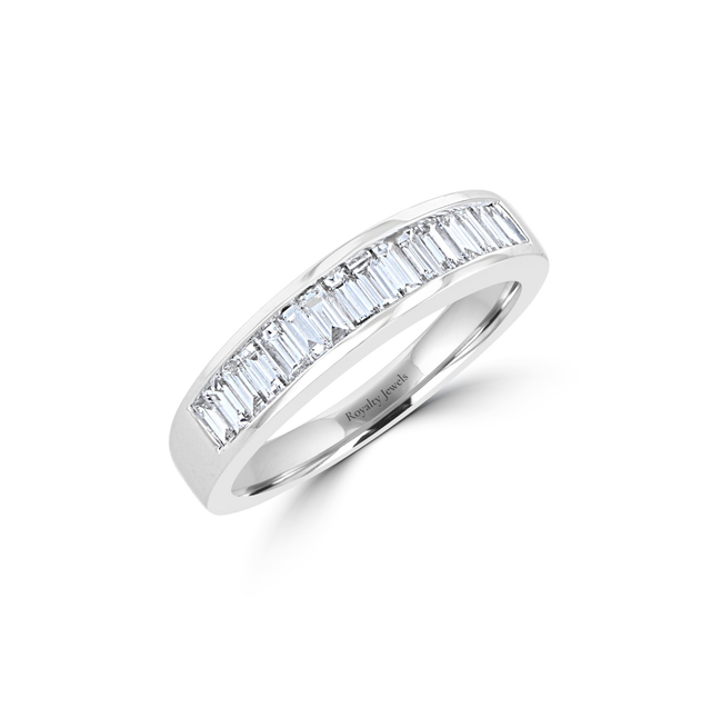 14K White Gold Baguette Diamond Wedding Band Ring