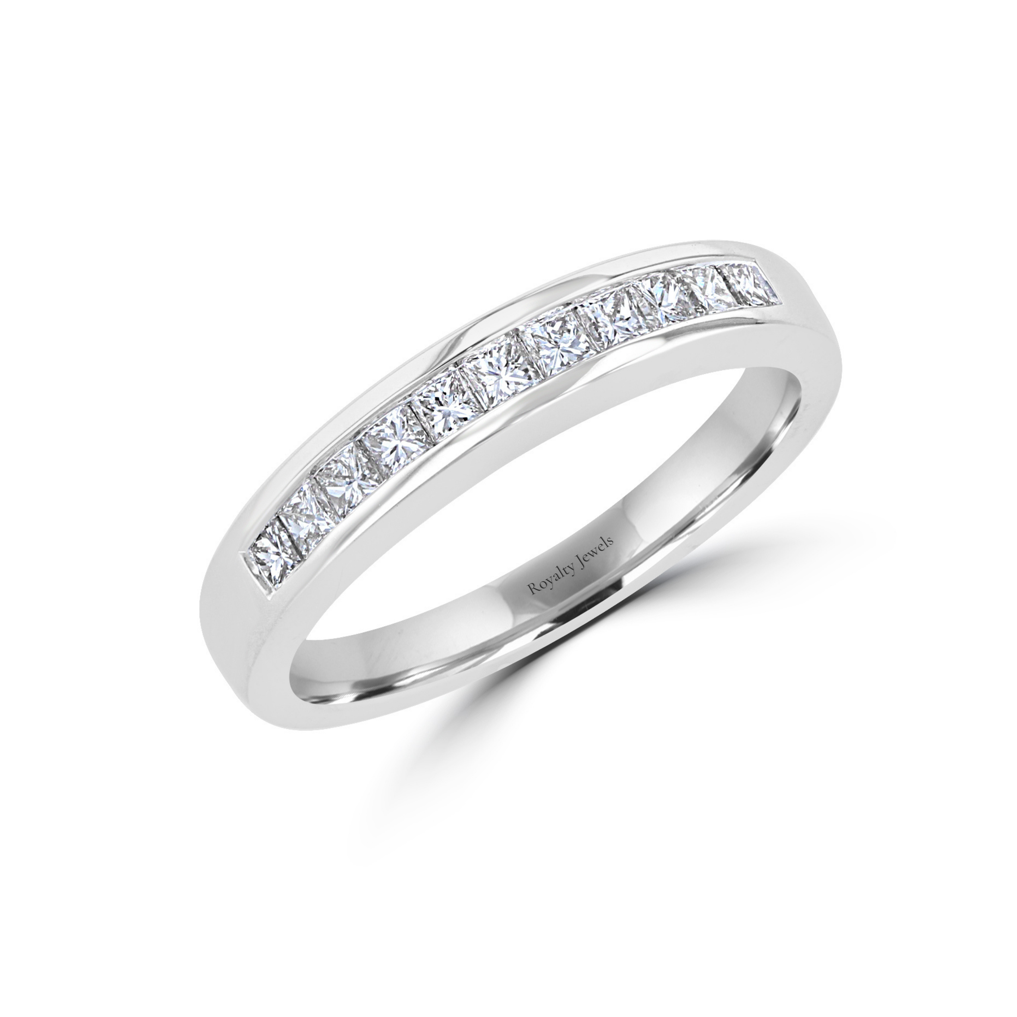 14K White Gold Princess Cut Channel Set Diamond Band
