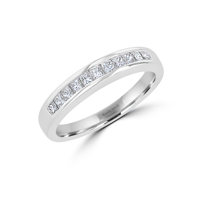 14K White Gold Princess Cut Channel Set Diamond Band