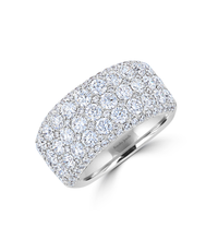 14K White Gold Pavé Diamond Dome Ring with Round Cut Stones

