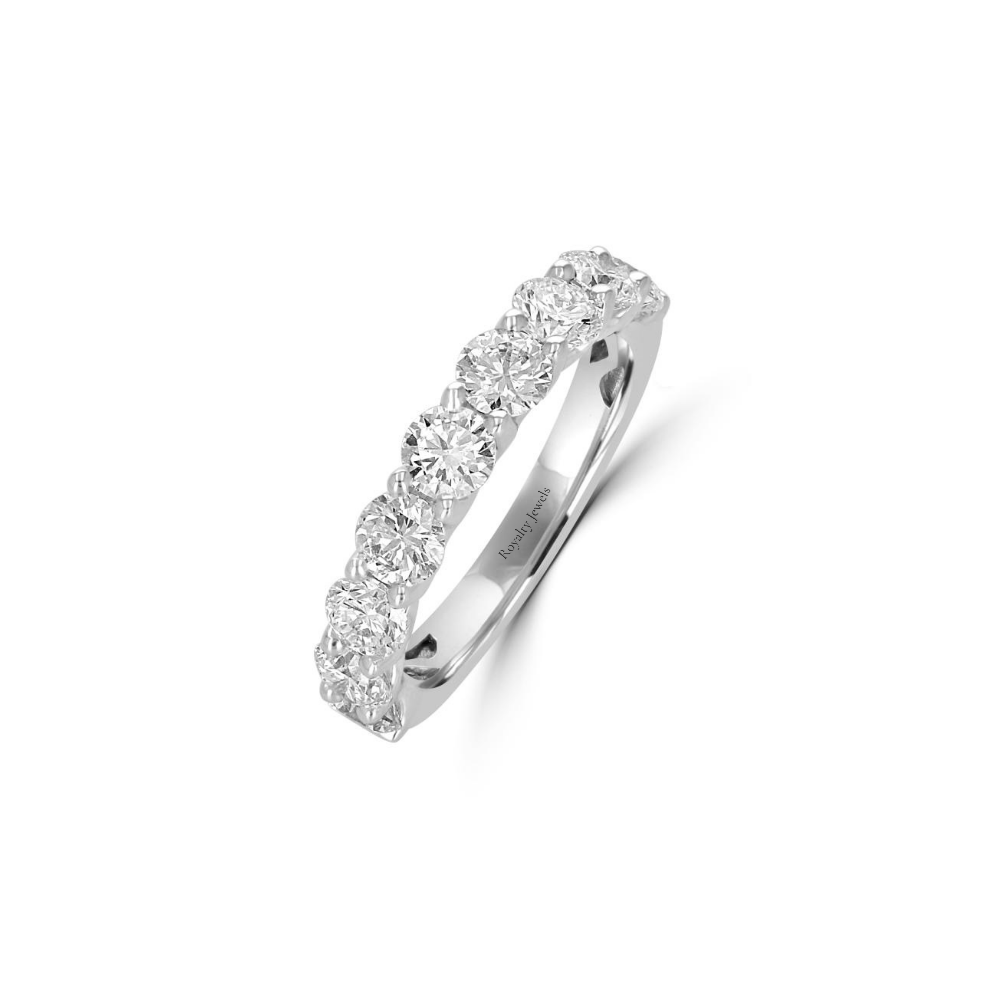14K White Gold Wedding Band with Lab-Grown Round Cut Diamonds