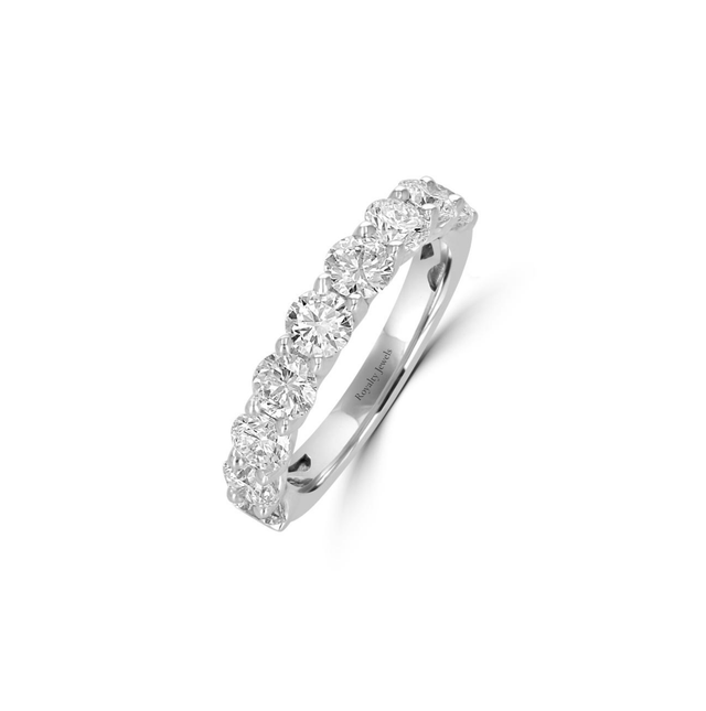 14K White Gold Wedding Band with Lab-Grown Round Cut Diamonds