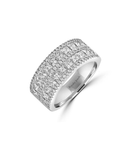 14K White Gold Band Ring with Princess-Cut Lab-Grown Diamonds