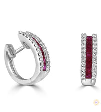 Ruby & Diamond Hug Hoop Earrings