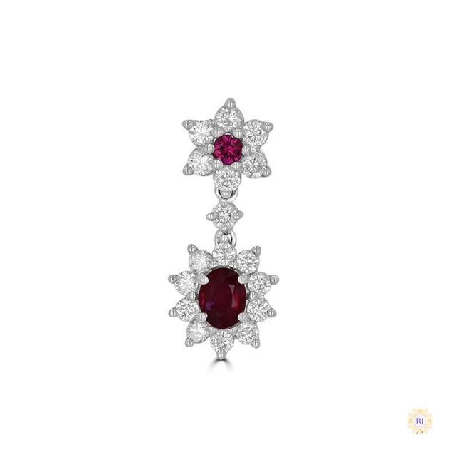 Ruby & Diamond Starburst Drop Earrings