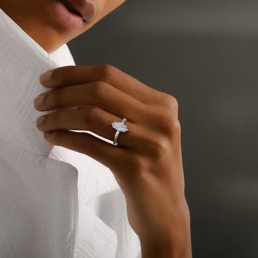 14K Gold Marquise Lab Diamond Ring – Timeless Elegance